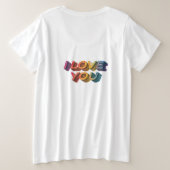 「愛してる プラスサイズTシャツ (デザイン裏面)