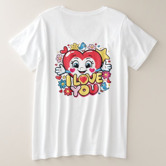 愛してる プラスサイズTシャツ (デザイン裏面)