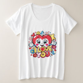愛してる プラスサイズTシャツ