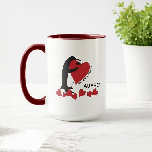 愛してる!ペンギンと赤いハートのコーヒー マグカップ