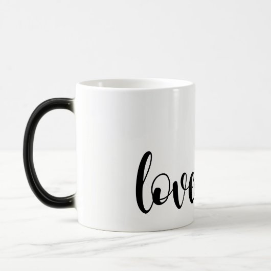 愛してる。モダントレンディースクリプトタイポグラフィ型 モーフィングマグカップ (左)