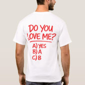 愛してる?ユーモアたっぷり多肢選択式 Tシャツ (裏面)