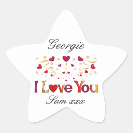 愛してる レッドハート ゴールドリボン ヴィンテージ バレンタイン 星シール