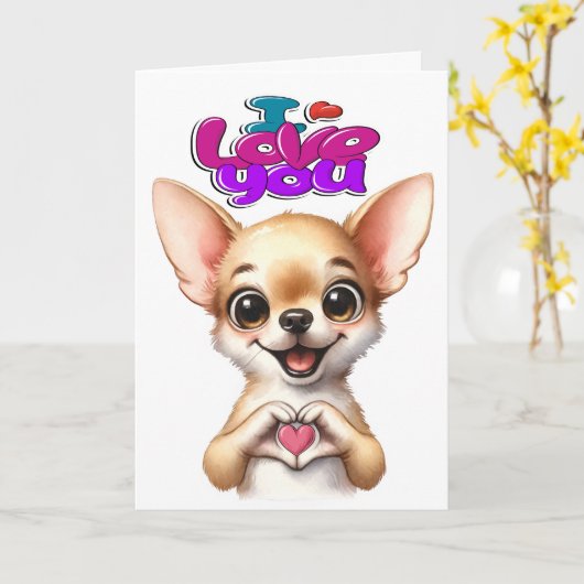 愛してる - 中を見て。 カード (黄色い花)