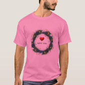 愛してる 孔雀の羽の円形デザインの男女兼用Tシャツ Tシャツ (正面)
