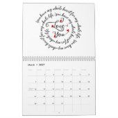 愛してる…愛に満ちた表現の年 カレンダー (3月 2027)