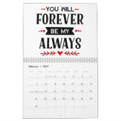 愛してる…愛に満ちた表現の年 カレンダー (2月 2027)