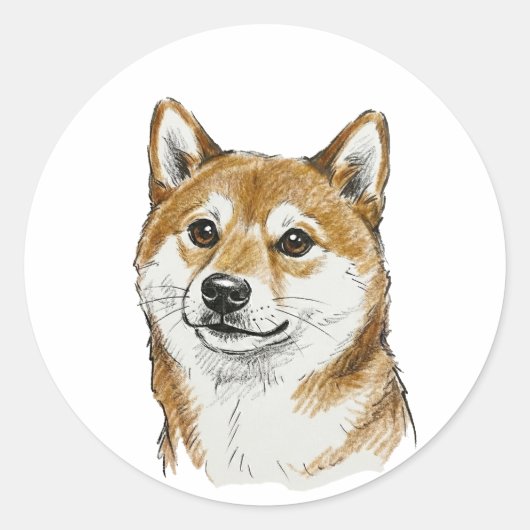 「愛してる」柴犬バレンタインデーアート ラウンドシール (正面)