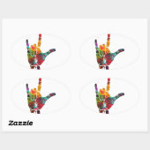 愛してる 楕円形シール (シート)