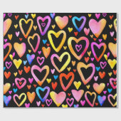 愛してる。水彩イラストレーションハート。バレンティン  ラッピングペーパー (フラット)