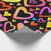 愛してる。水彩イラストレーションハート。バレンティン  ラッピングペーパー (角)