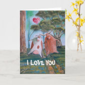 愛してる！牛 カード (黄色い花)