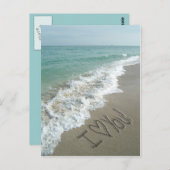 愛してる、砂浜に書いたメッセージ ポストカード (正面/裏面)