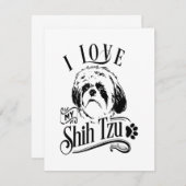 愛してる！私のシーズー  かわいい動物ペットパウドッグ愛 招待状 (正面/裏面)