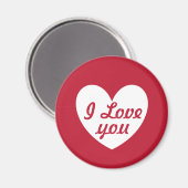 「愛してる」赤の白ハート マグネット (正面/裏面)