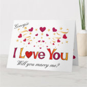 愛してる 赤ハート ゴールド ブラック 結婚プロポーズ カード (正面)