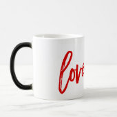 愛してる。赤モダントレンディースクリプトタイポグラフィ モーフィングマグカップ (左)