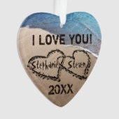 愛してる！2つのハートインサンドオーナメント オーナメント (正面)