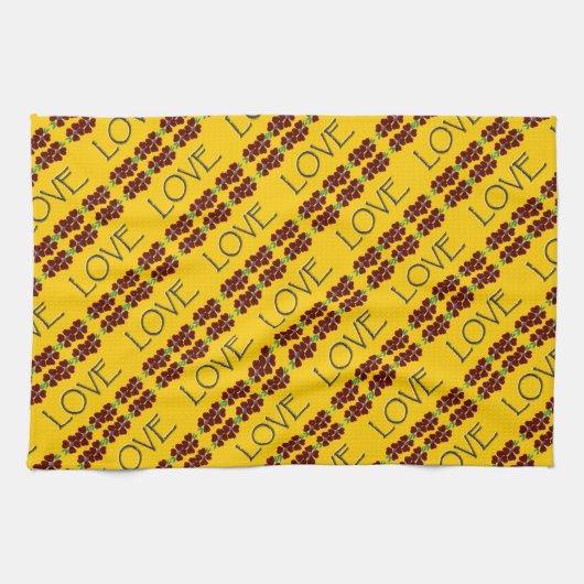 "愛して下さい赤くか青の花と" キッチンタオル (横)