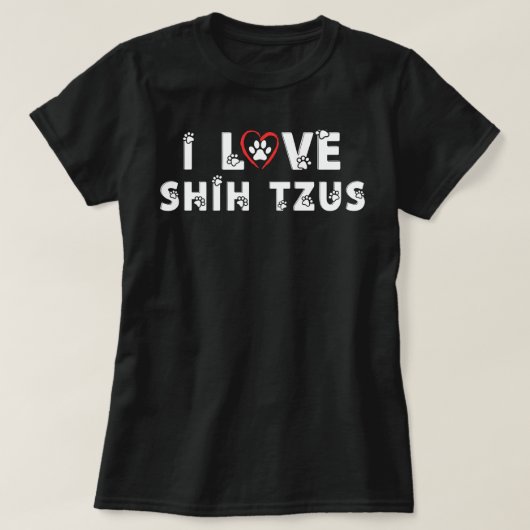 愛しのシーズー肉球プリント ドッグ Tシャツ (デザイン正面)