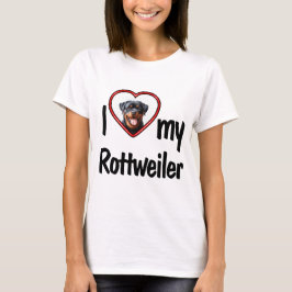 愛しのロットワイラー かわいいハートのフォトフレーム Tシャツ