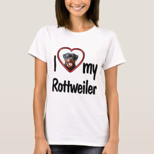 愛しのロットワイラー かわいいハートのフォトフレーム Tシャツ