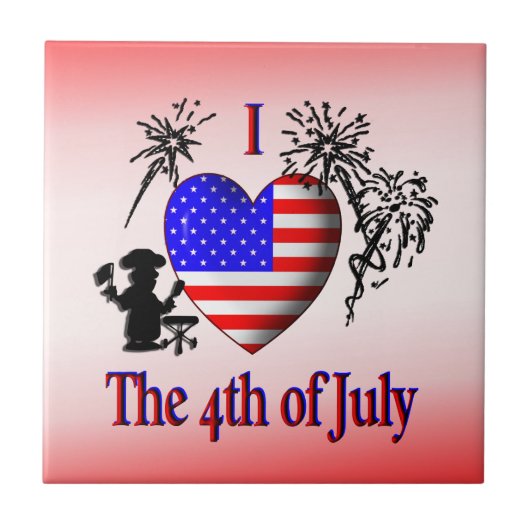愛しの7月4日 かわいいアメリカ国旗 セラミックタイル (正面)
