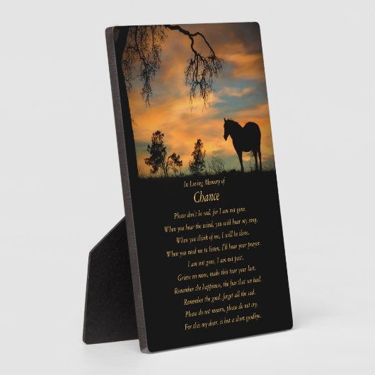 愛しウマ科のた思い出に残された馬の追悼文 フォトプラーク (側面)