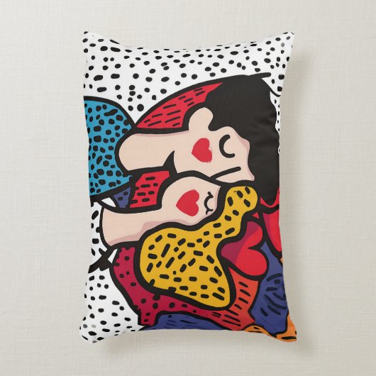 愛しポップ・アートのた夫婦のロマンチックなイラストレーション アクセントクッション (正面(垂直))