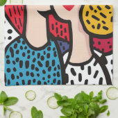 愛しポップ・アートのた夫婦のロマンチックなイラストレーション キッチンタオル (折り畳み)