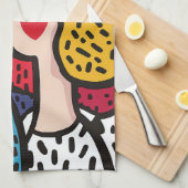 愛しポップ・アートのた夫婦のロマンチックなイラストレーション キッチンタオル (四つ折り)