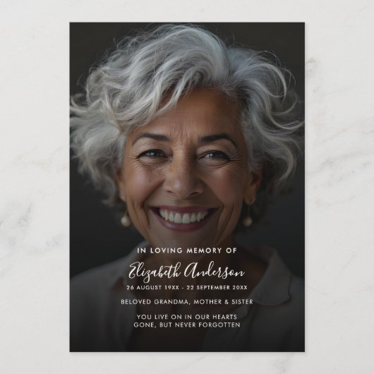 愛しモダンた思い出の葬儀のスクリプトと写真 プログラム (正面)