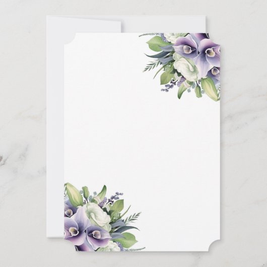 愛しモダンた記憶の紫のフローラ写真 招待状 (裏面)