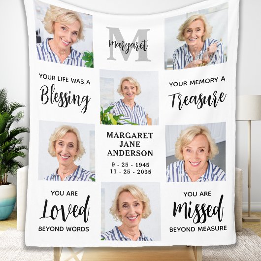 愛しモダンて思い出にカスタム6 Photo Memorial フリースブランケット