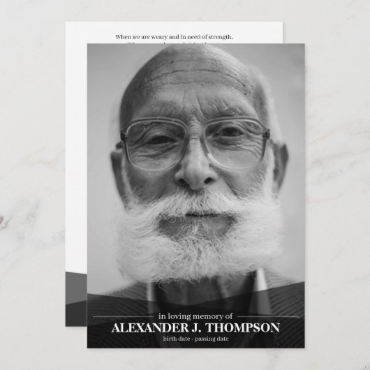 愛しモダンて思い出の葬儀の白黒 サンキューカード (正面/裏面)