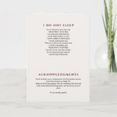 愛しモダンて思い出の葬儀の紫のフローラ プログラム (裏面)