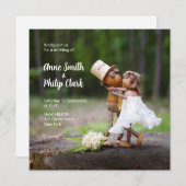 愛し合うアコーンのエルフが登場する結婚式の招待状 招待状 (正面/裏面)