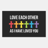 愛し合うゲイプライドLGBTQレインボークリスチャン 長方形シール (正面)