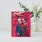 愛し合うスケルトンカップル永遠の愛 ポストカード (スタンド正面)