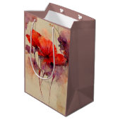 愛し合う別のバイブル聖句レッドパープルフローラ ミディアムペーパーバッグ (裏面アングル)