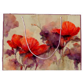 愛し合う別のバイブル聖句レッドパープルフローラ ラージペーパーバッグ (裏面)