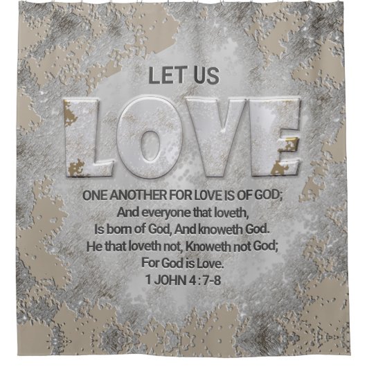 愛し合う別の聖なる書物、 経典第1節ヨハネ4: 7-8 シャワーカーテン (正面)