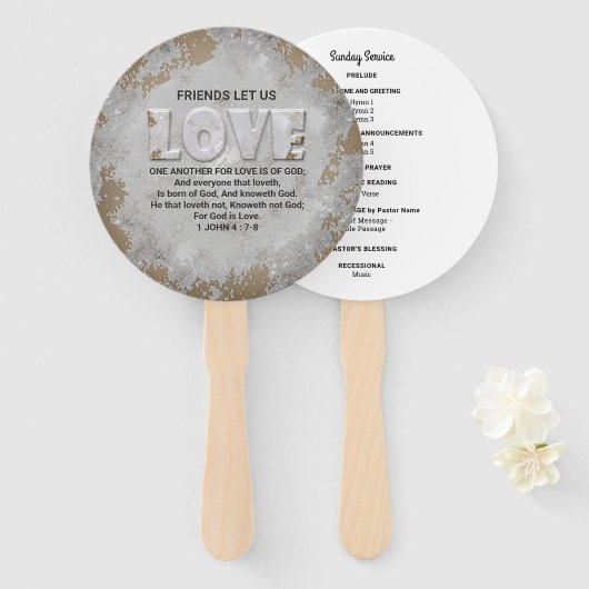 愛し合う別の聖なる書物、 経典第1節ヨハネ4:7-8 ハンドファン (正面&裏面)