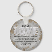 愛し合う別の聖なる書物、 経典第1節ヨハネ4:7-8 Keyc キーホルダー (裏面)