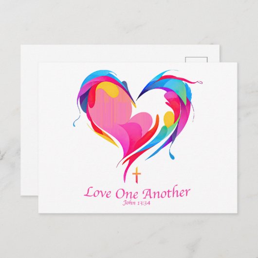 愛し合う別の聖書の聖句ヨハネ1334 シーズンポストカード (正面/裏面)
