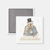 愛し合う雪だるまTシャツとギフト マグネット (正面/裏面)