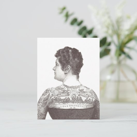 「愛し合う」入れ墨をした女ビクトリアン性 ポストカード (スタンド正面)