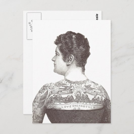 「愛し合う」入れ墨をした女ビクトリアン性 ポストカード (正面/裏面)