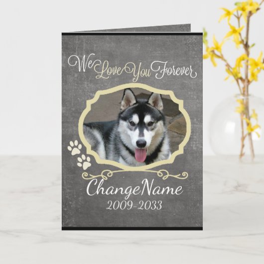 愛し永遠に犬の記念記念の記念品 カード (黄色い花)