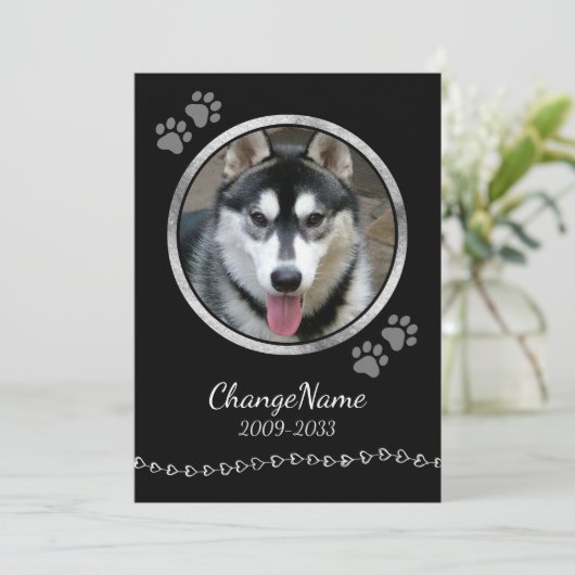 愛し永遠に犬の記念黒の形見カード 案内状 (スタンド正面)
